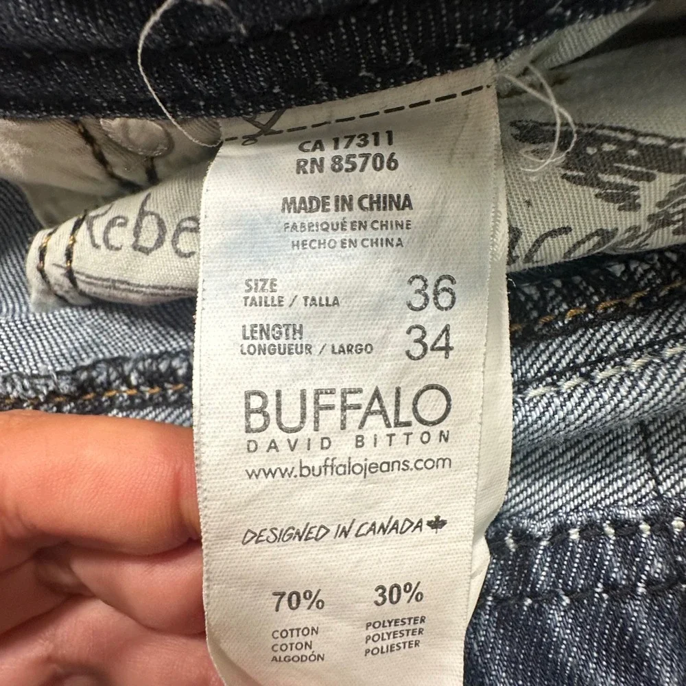 Buffalo David Bitton Driven Basic Straight Jeans Mens 36x34 Blue Medium Wash